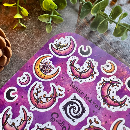 Purple Lunar Leaves Sticker Sheet
