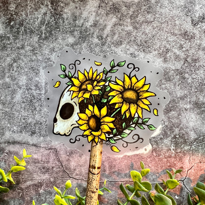 Sunflower Skull Clear Sticker
