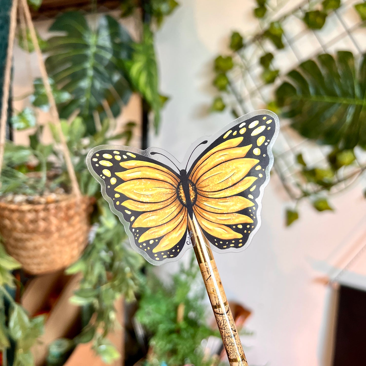 Sunflower Butterfly Clear Sticker