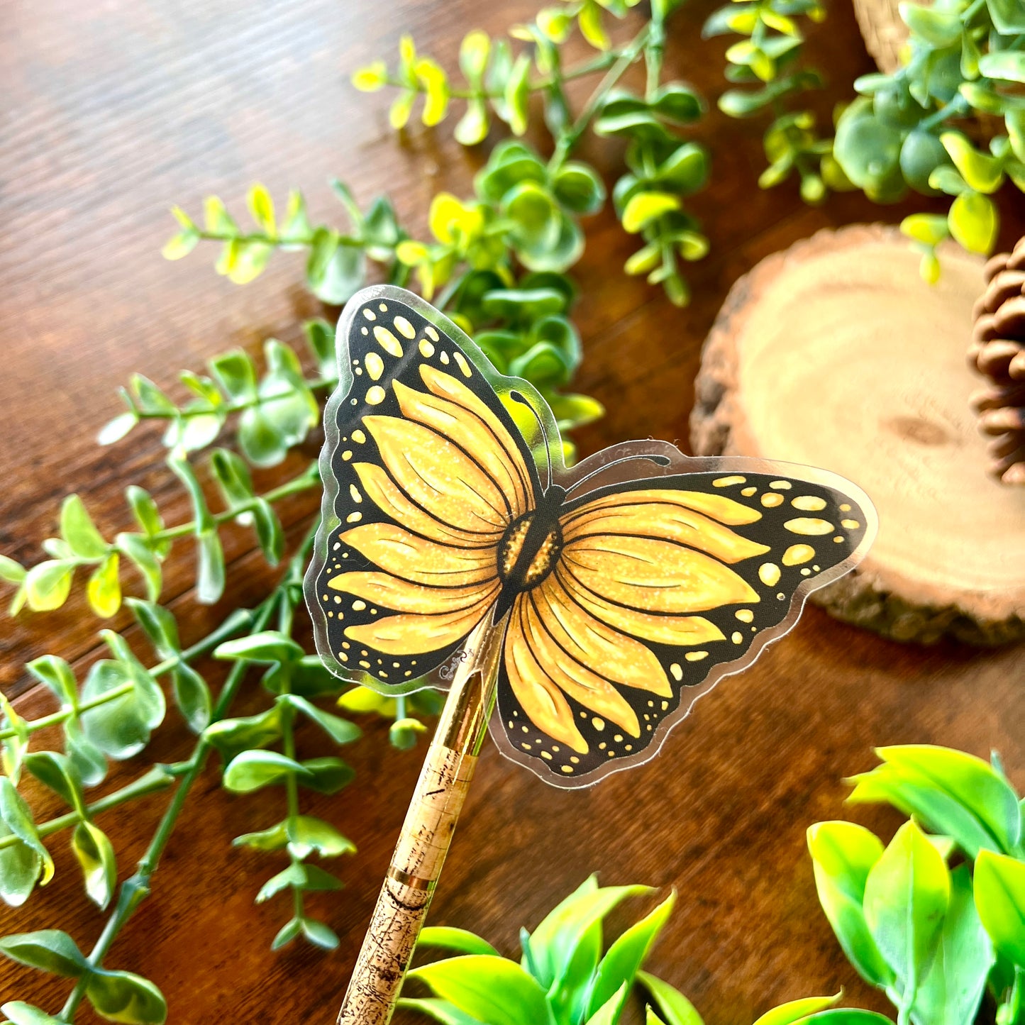 Sunflower Butterfly Clear Sticker
