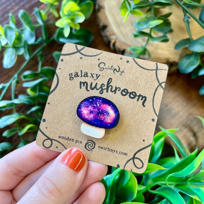 Galaxy Mushroom Wooden Pin