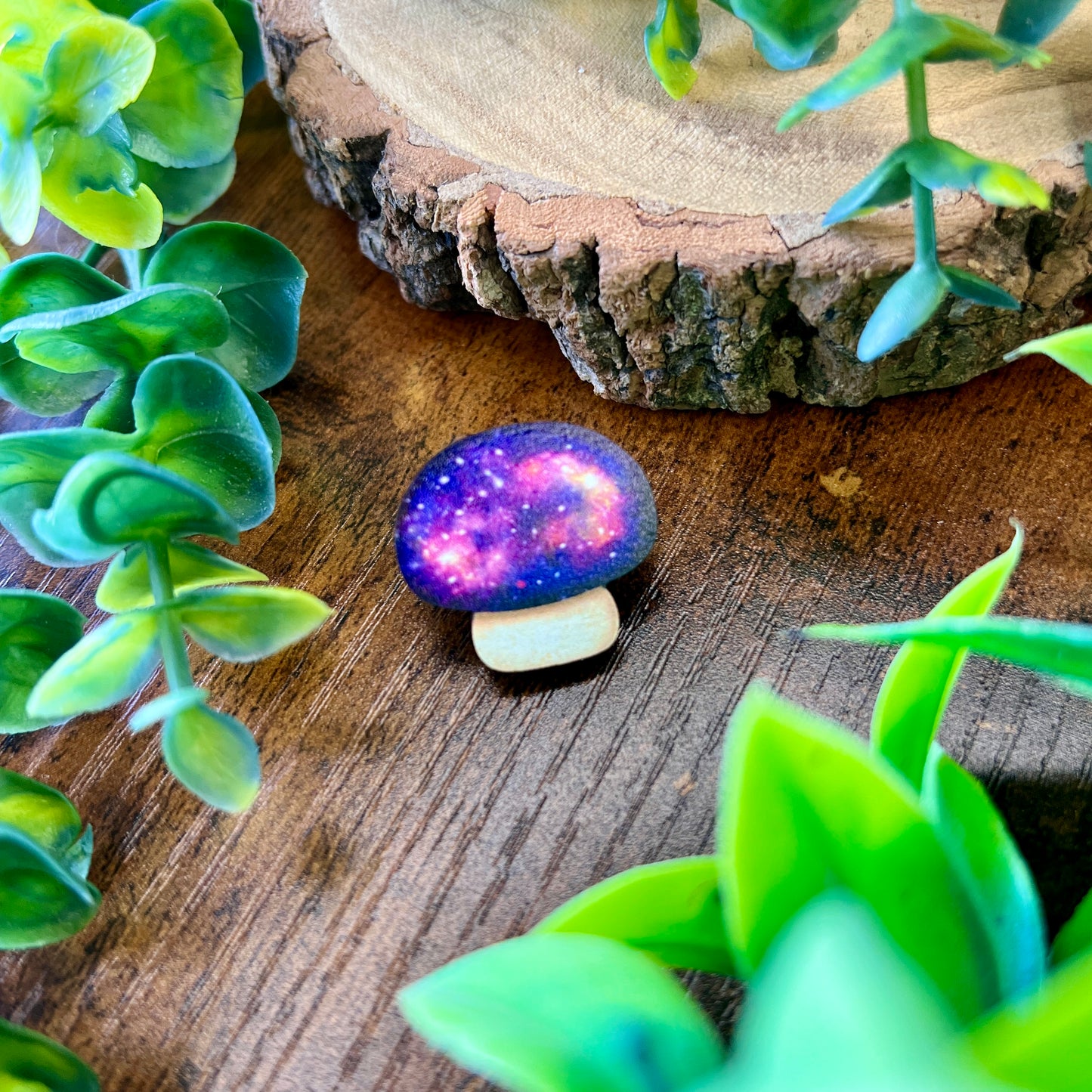 Galaxy Mushroom Wooden Pin