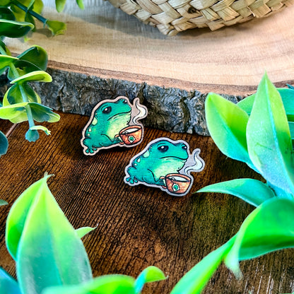 Frog Tea Wooden Pin