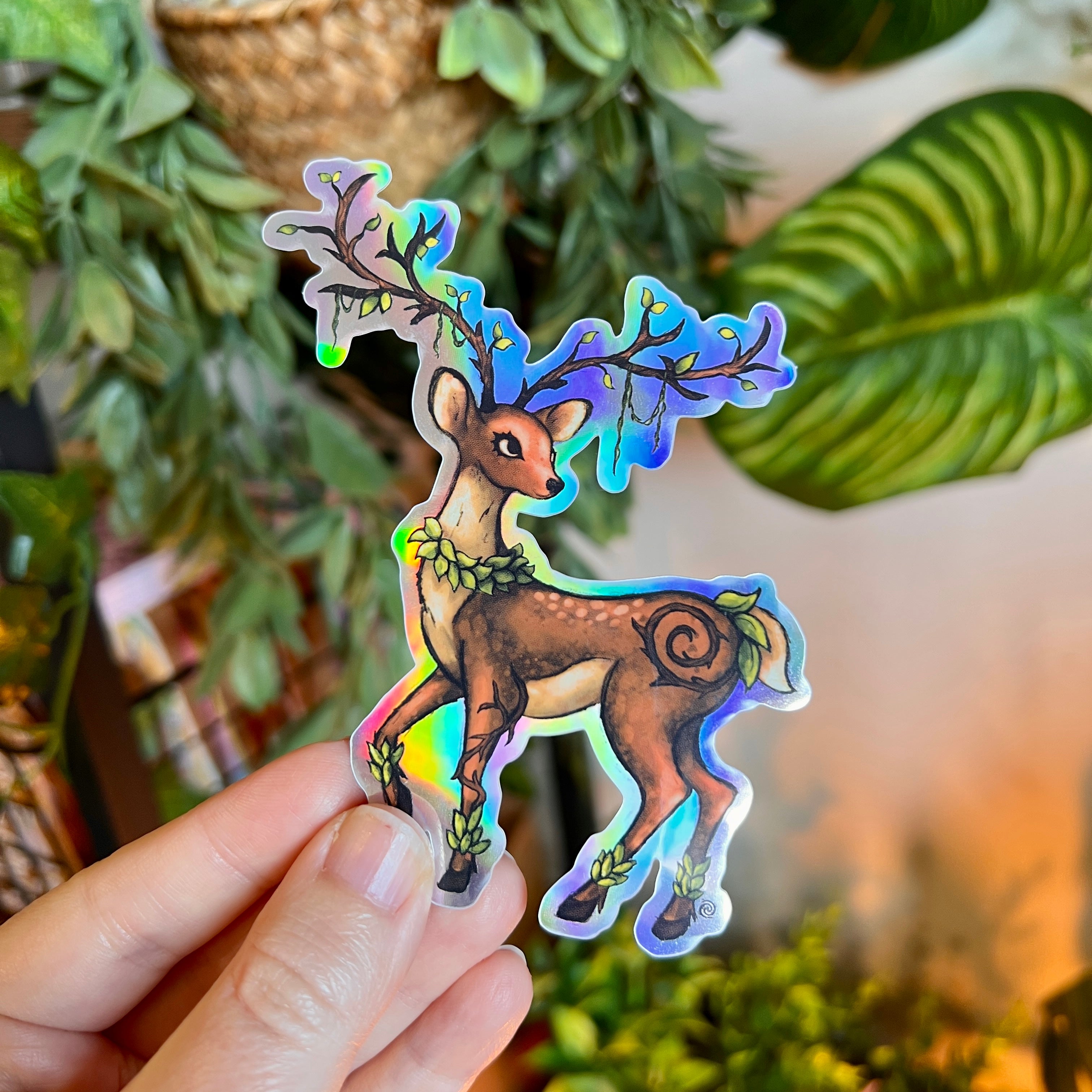 Mythical Deer Holographic Sticker