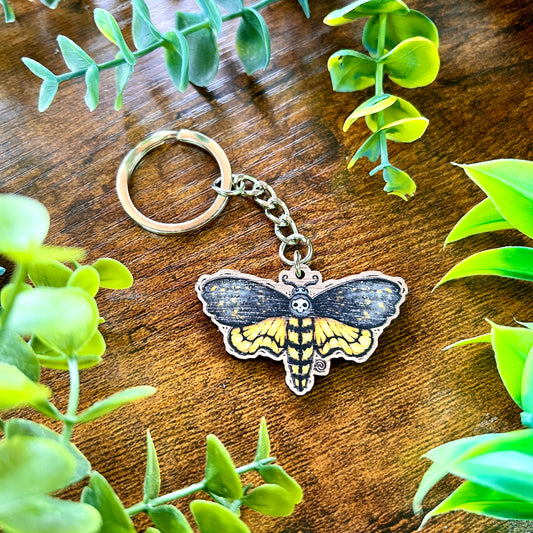 Death Moth Wooden Keyring