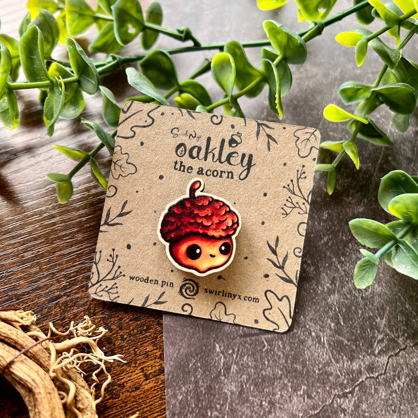 Oakley the Acorn Wooden Pin