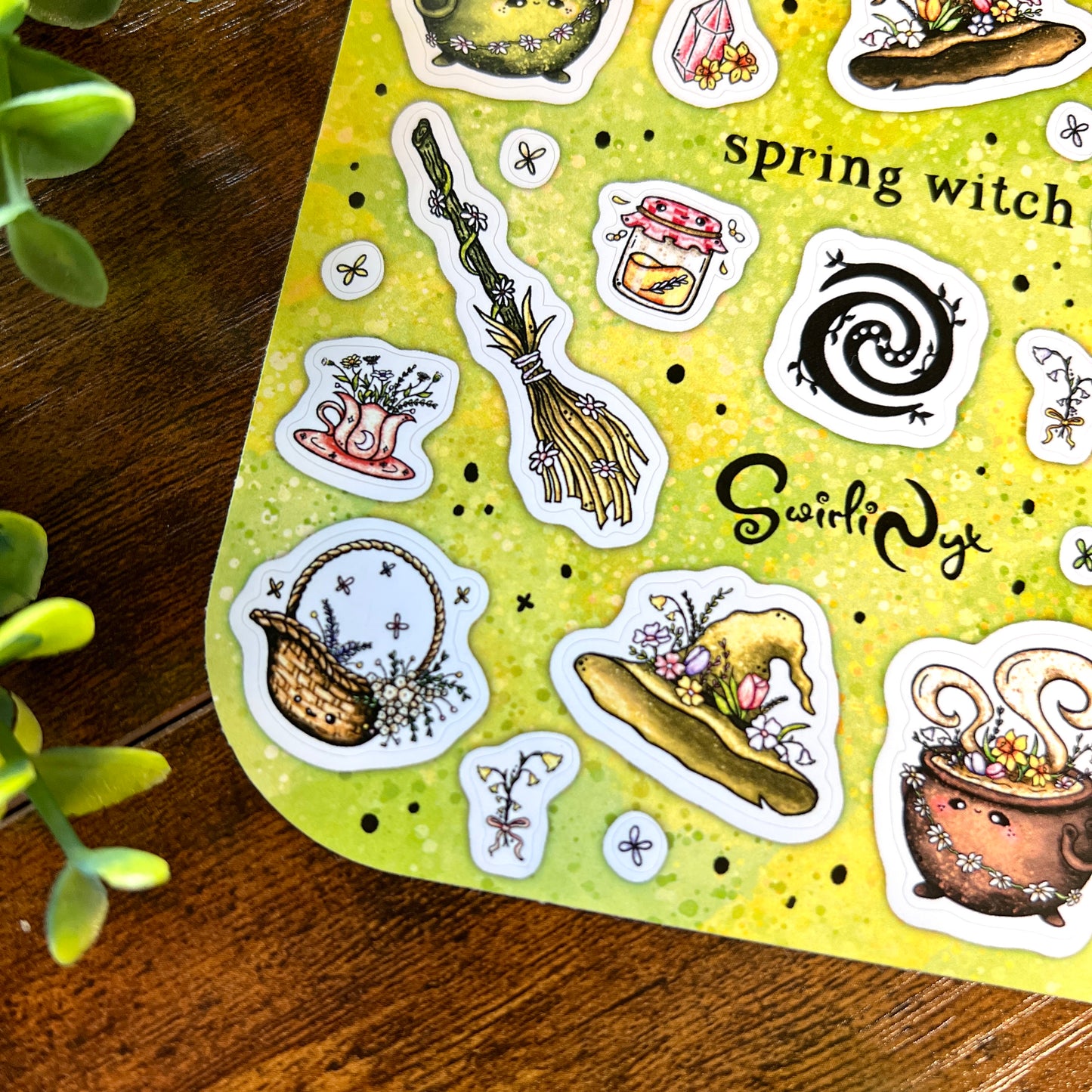 Green Spring Witch Sticker Sheet