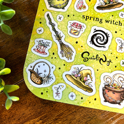 Green Spring Witch Sticker Sheet