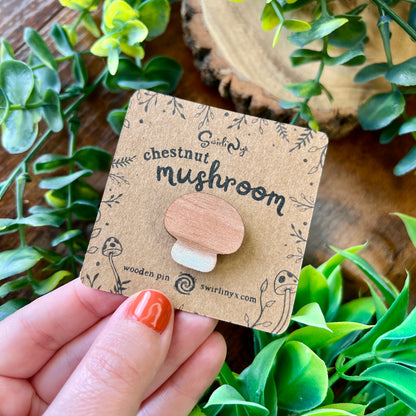 Chestnut Mushroom Wooden Pin