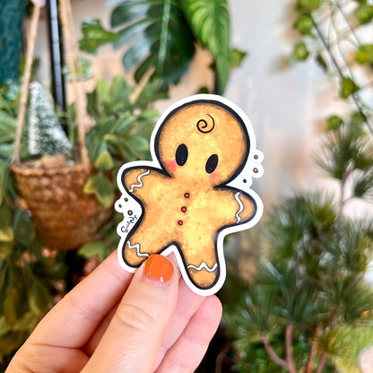 Gingerbread Man Clear Sticker