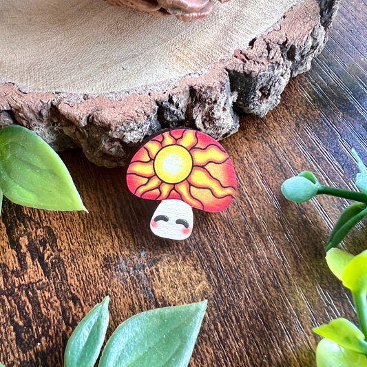 Dawn Mushroom Wooden Pin