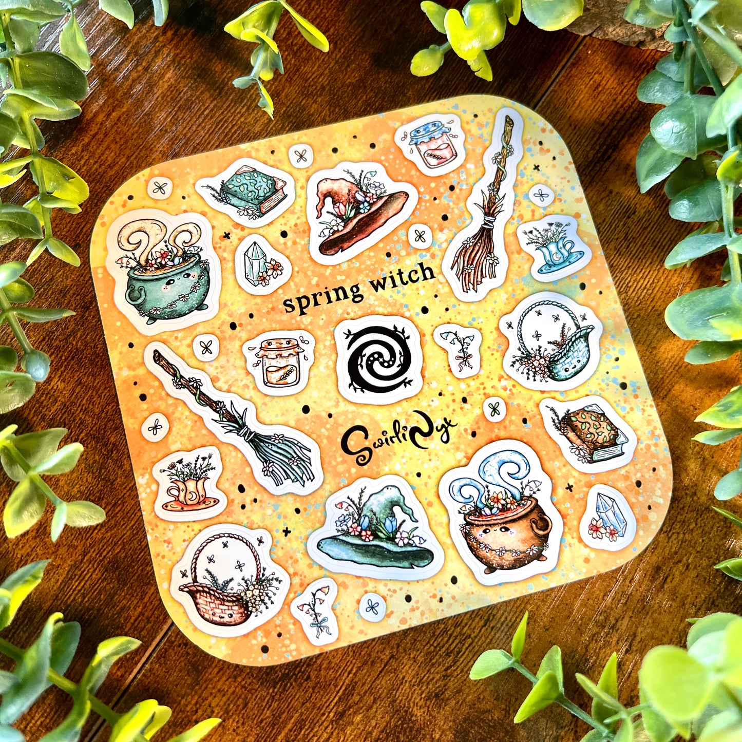 Peach Spring Witch Sticker Sheet