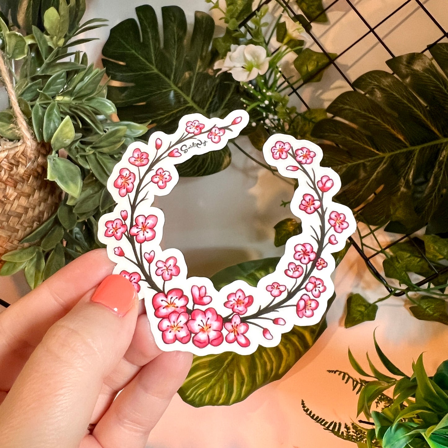 Sakura Wreath Clear Sticker