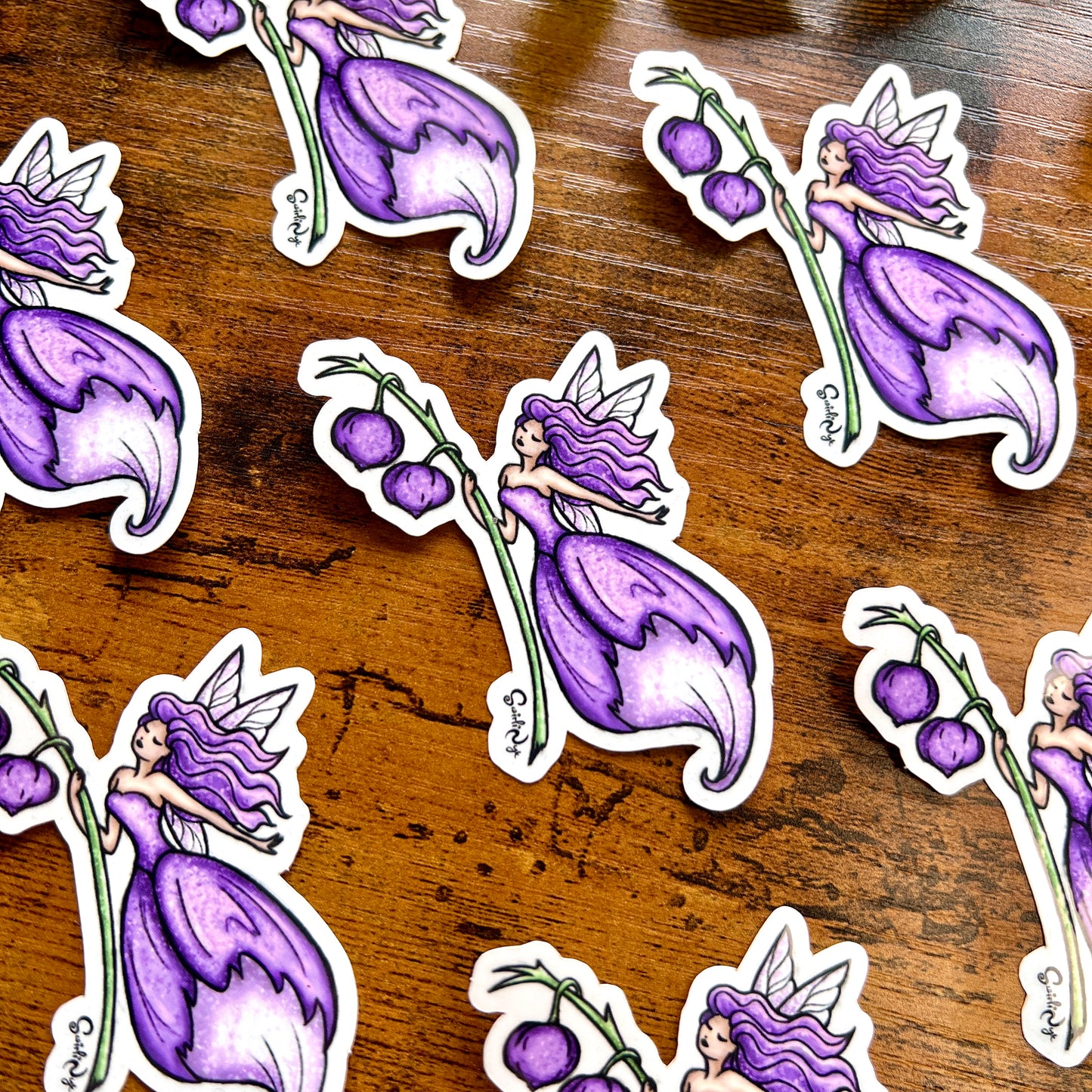 Purple Floral Fairy Clear Sticker