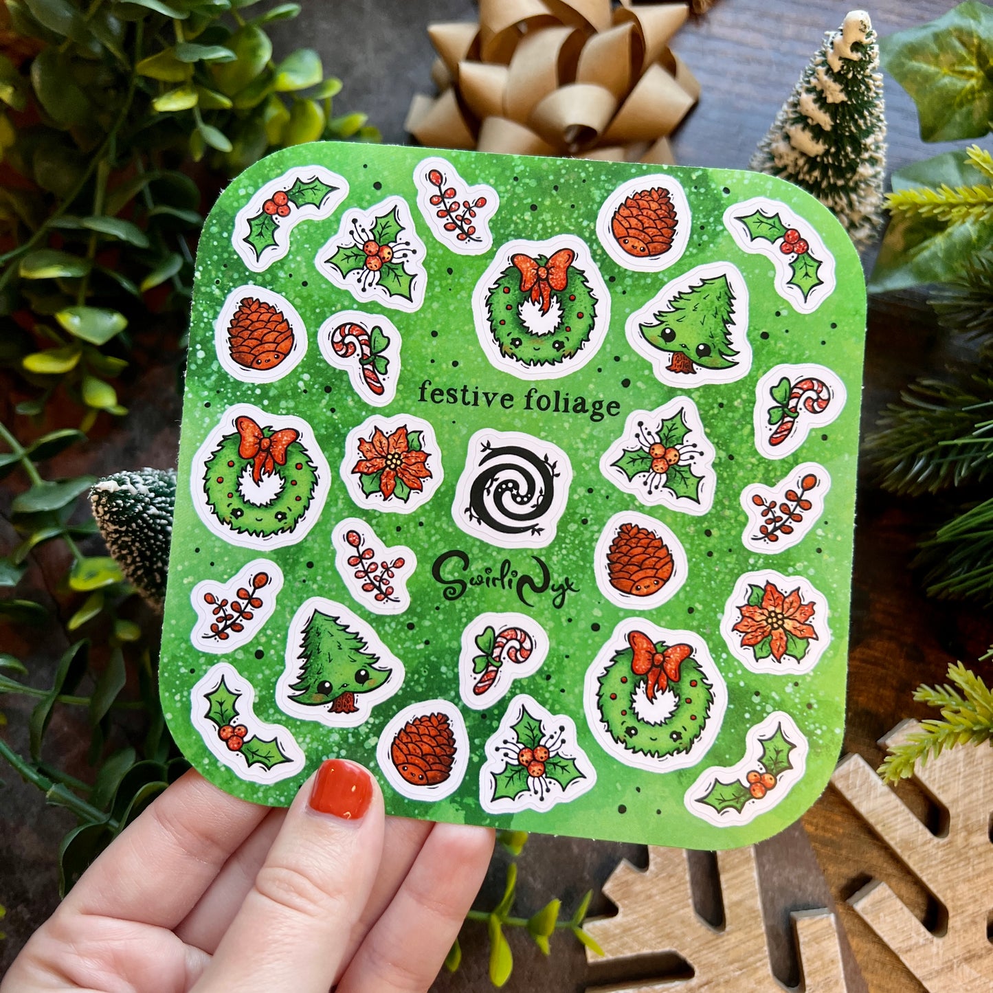 Green Festive Foliage Sticker Sheet