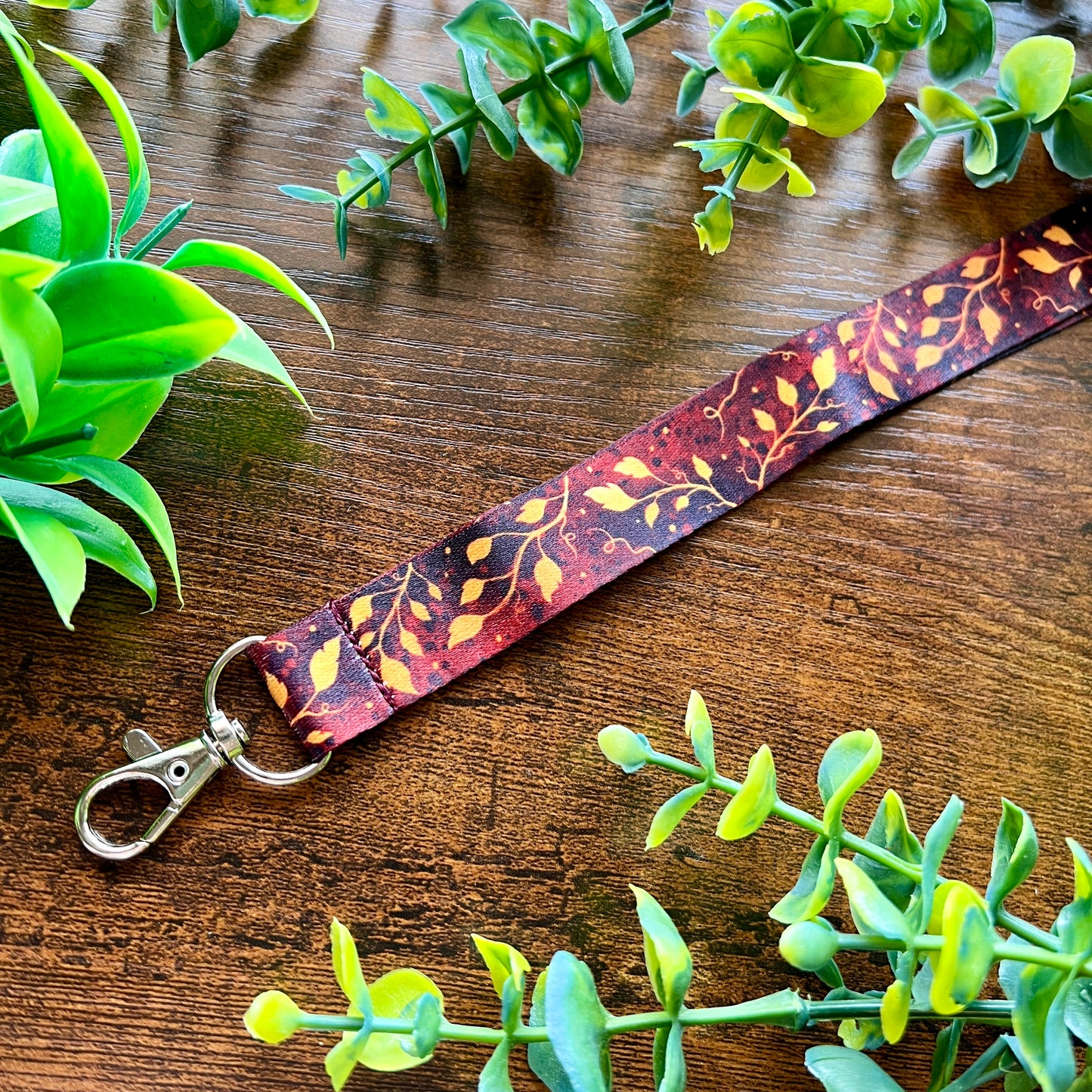 Ruby Leaves Lanyard