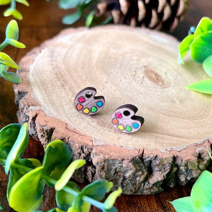 Classic Paint Palette Wooden Earrings
