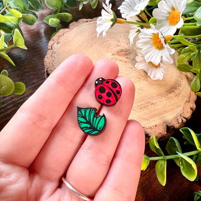 Ladybird Wooden Earrings