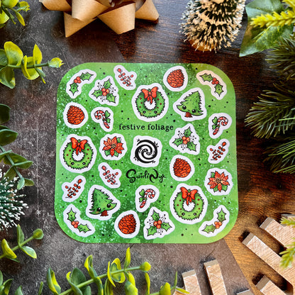 Green Festive Foliage Sticker Sheet