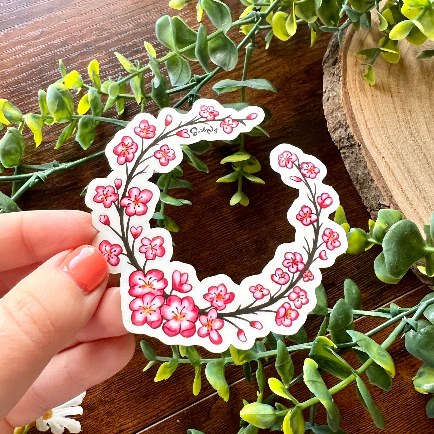 Sakura Wreath Clear Sticker