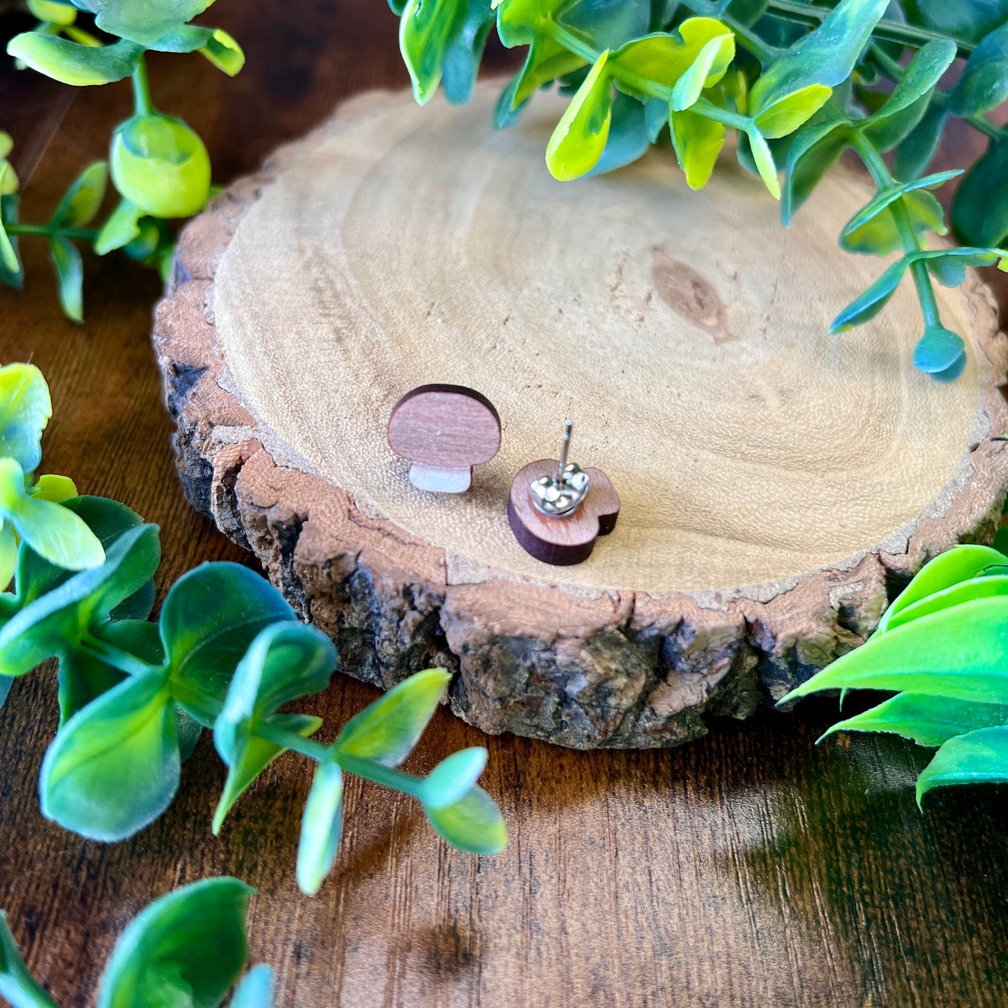Chestnut Mushroom Wooden Earrings