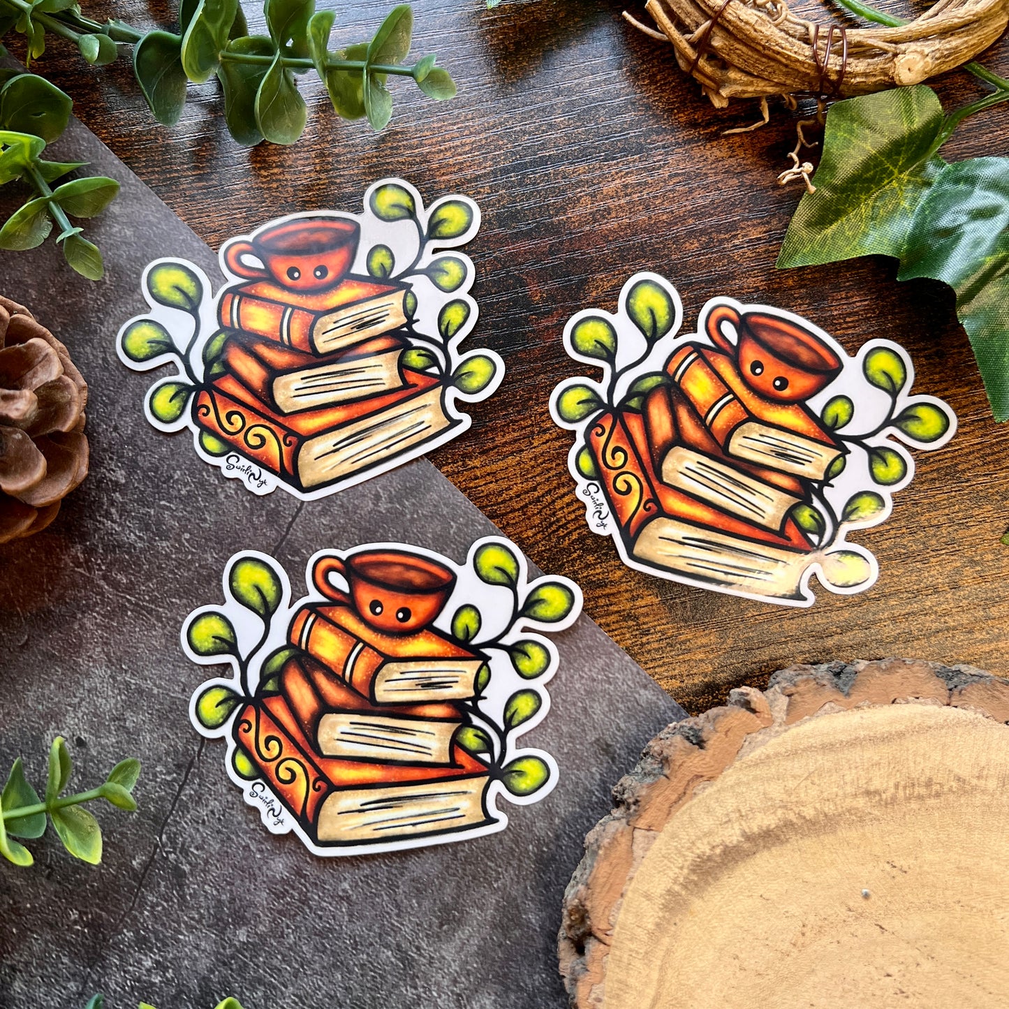 Book Stack Clear Sticker