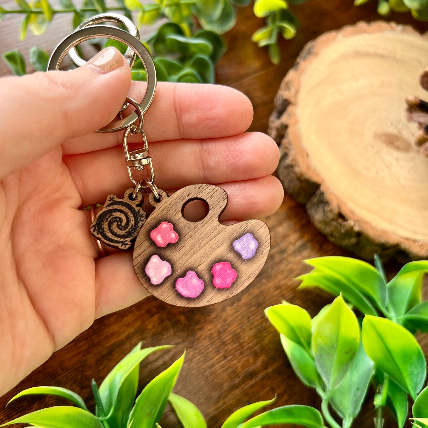Twilight Paint Palette Wooden Keyring