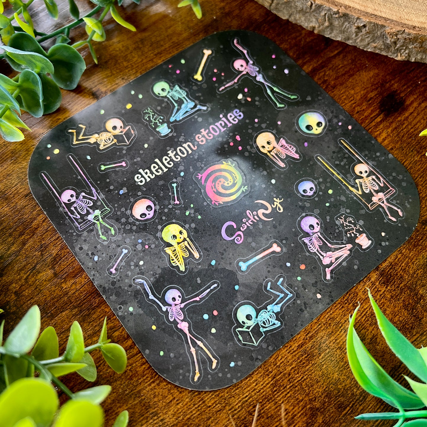 Rainbow Skeleton Stories Sticker Sheet