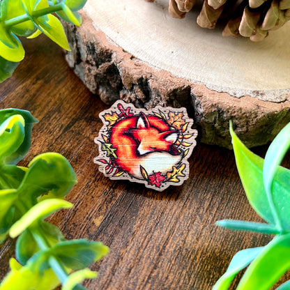 Sleeping Fox Wooden Pin