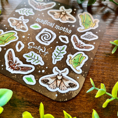 Magical Moths Brown Sticker Sheet