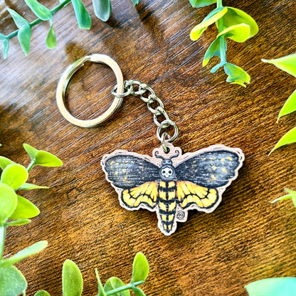 Death Moth Wooden Keyring