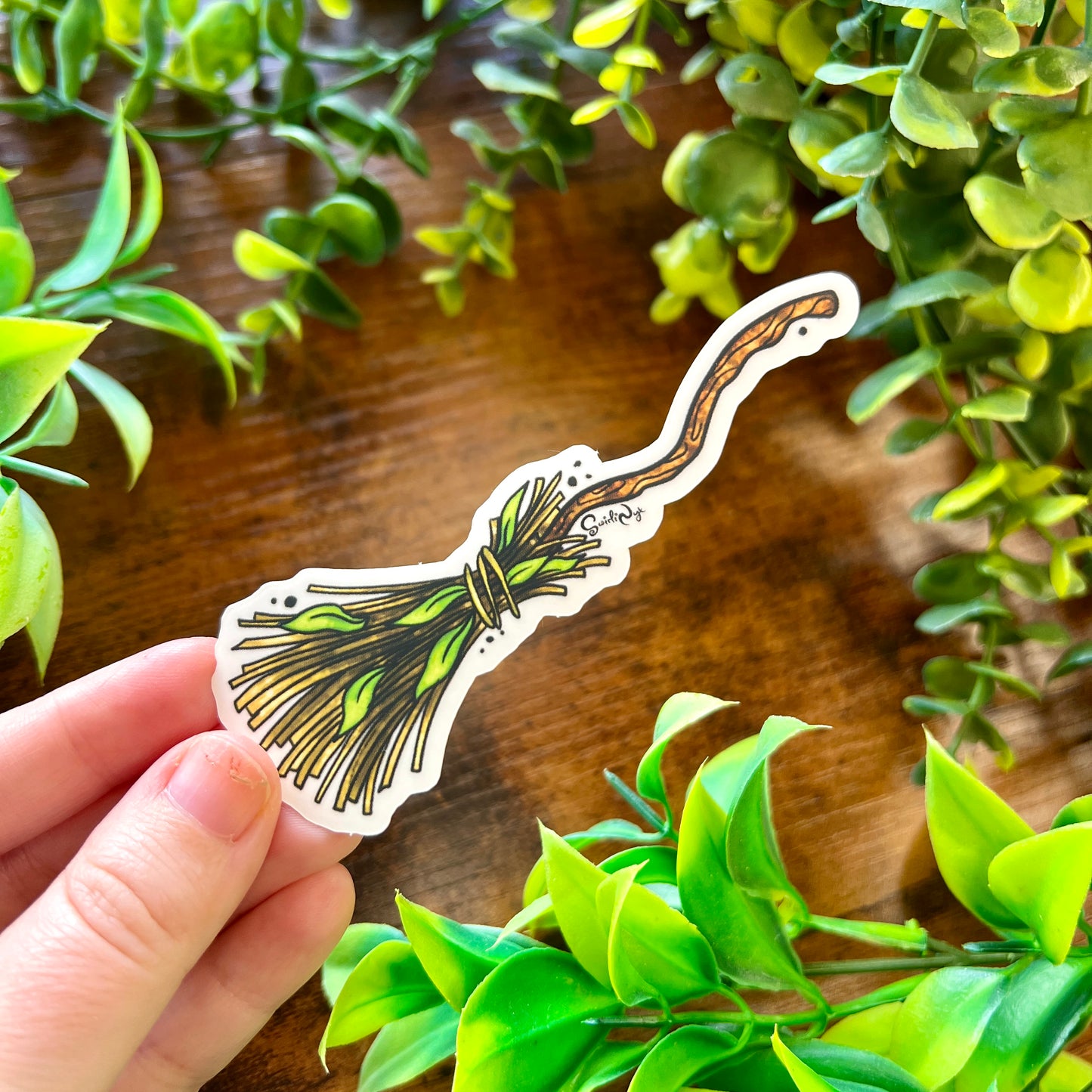 Witch's Broom Clear Sticker
