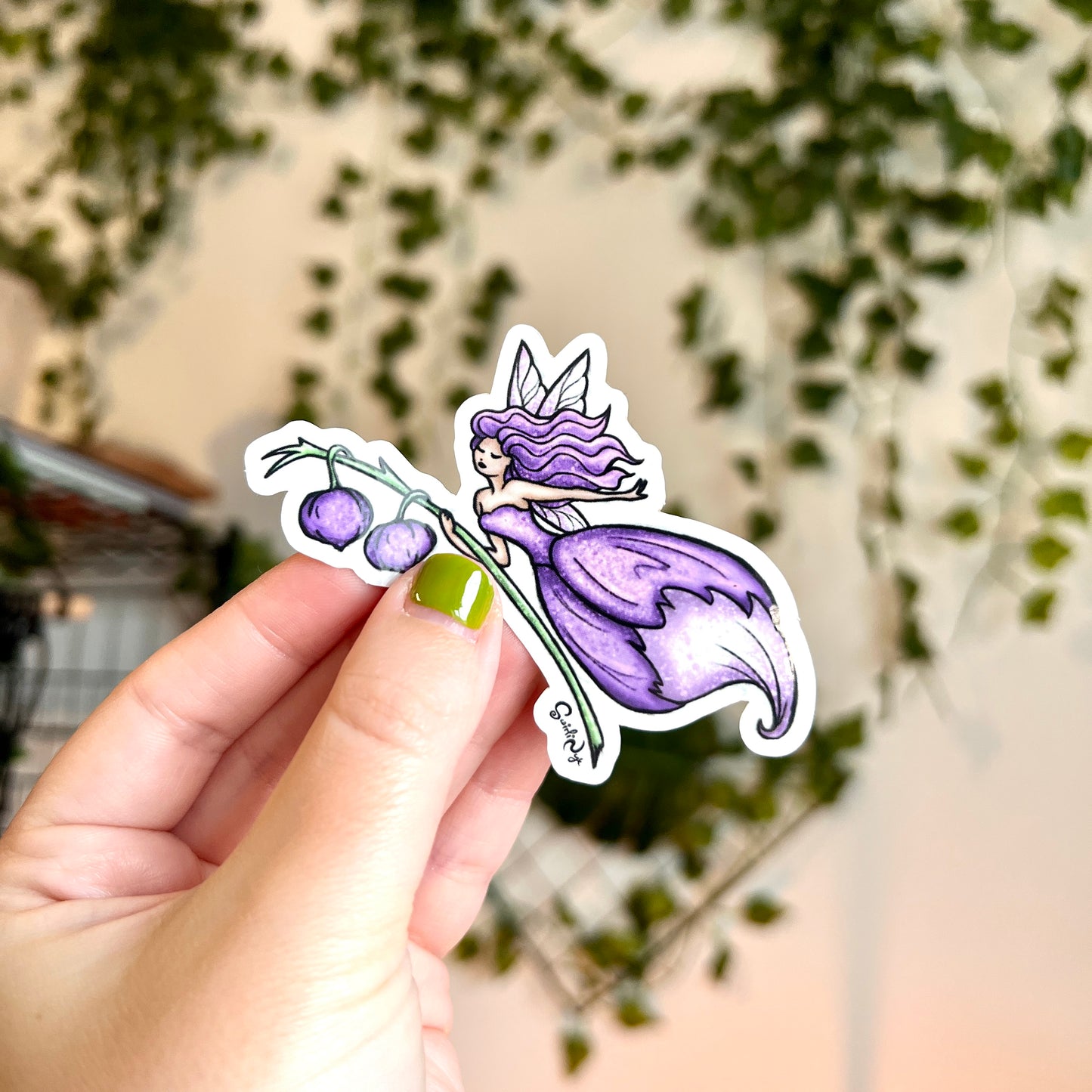 Purple Floral Fairy Clear Sticker