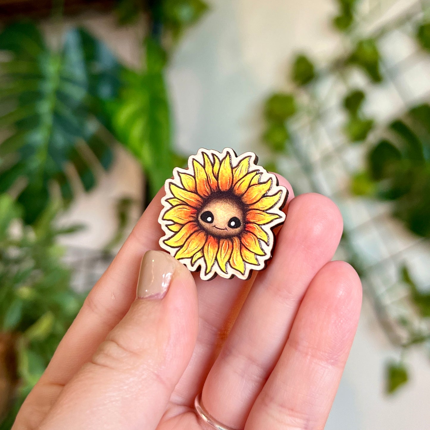 Saffy the Sunflower Wooden Pin
