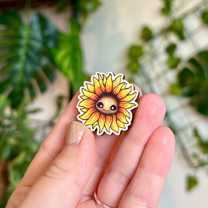 Saffy the Sunflower Wooden Pin