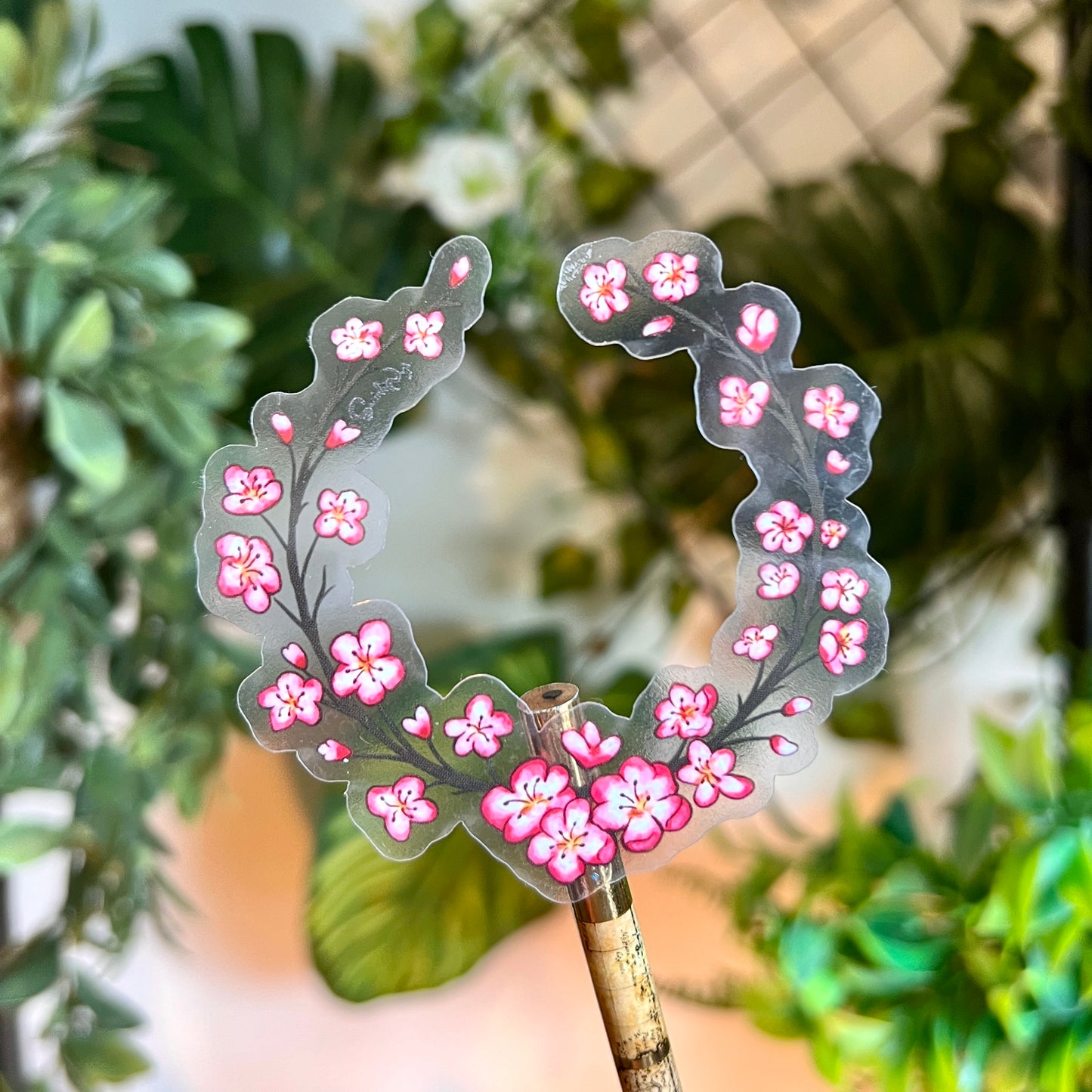 Sakura Wreath Clear Sticker