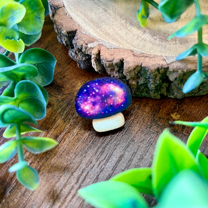 Galaxy Mushroom Wooden Pin
