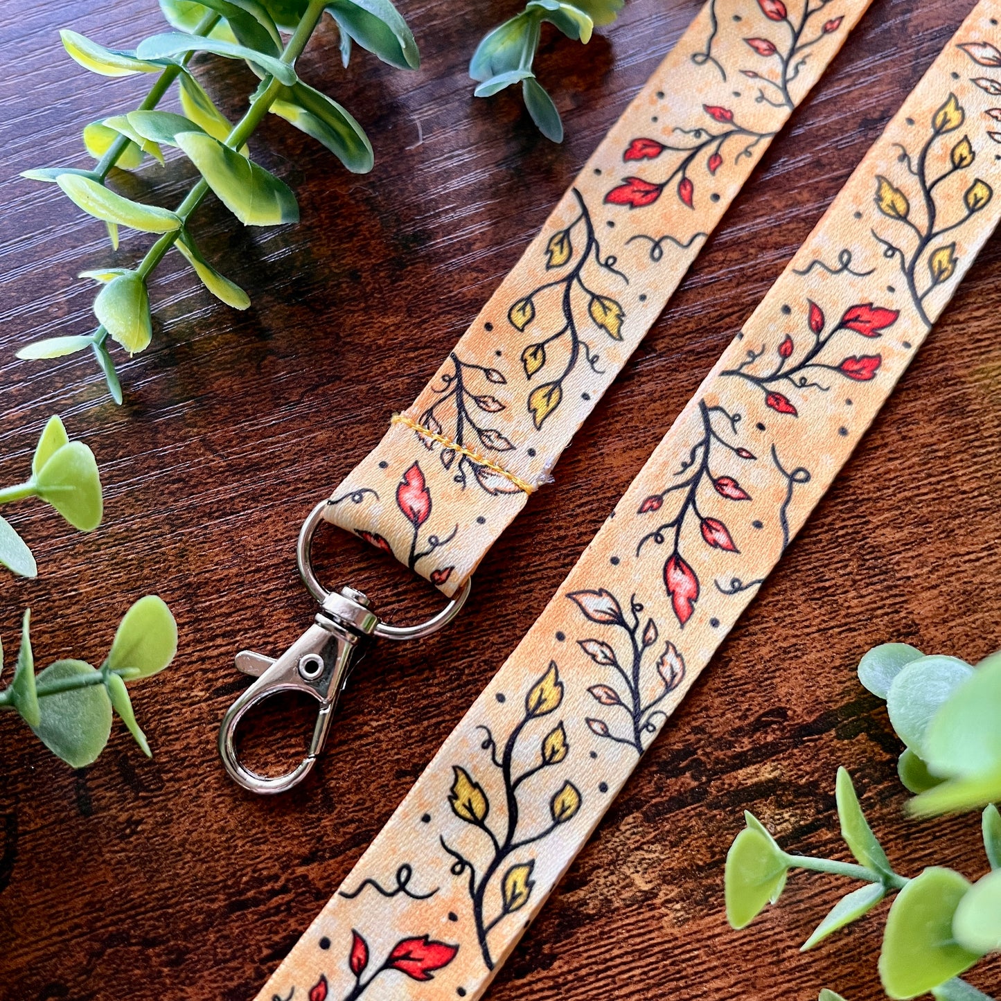 Parchment Leaves Lanyard