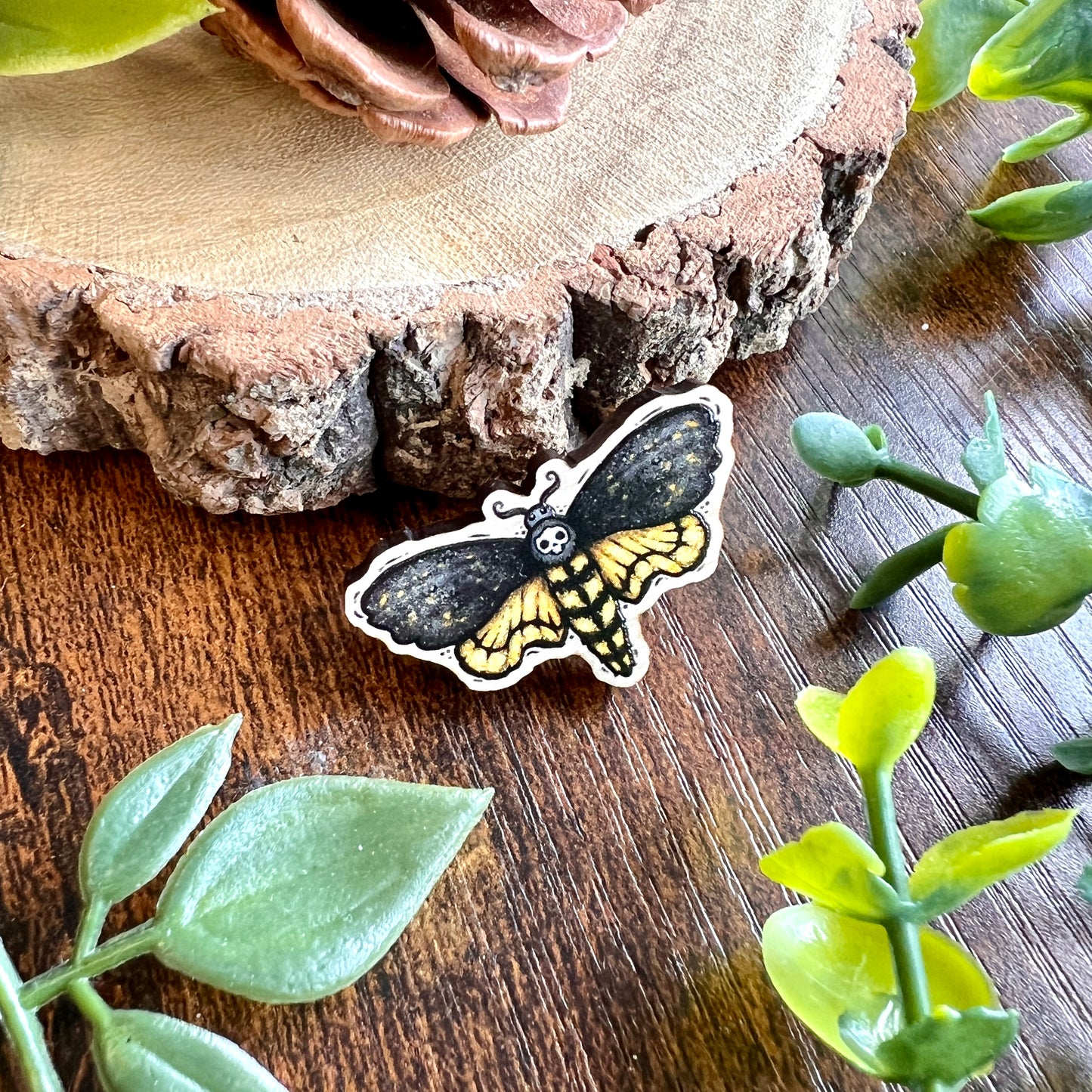 Death Moth Wooden Pin