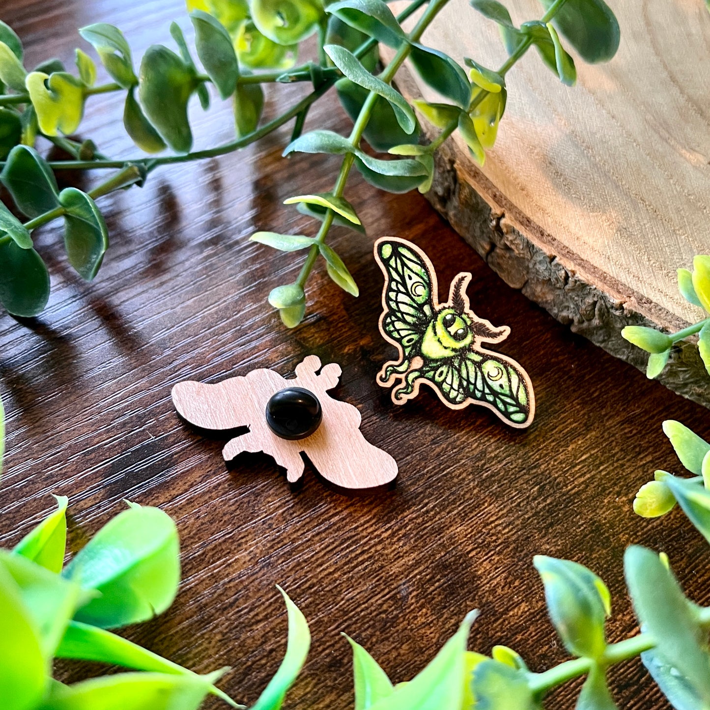 Lunie the Moth Wooden Pin