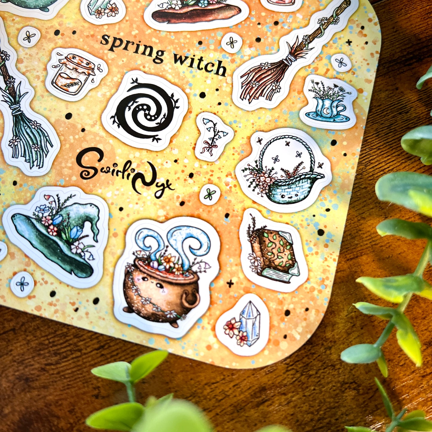 Peach Spring Witch Sticker Sheet