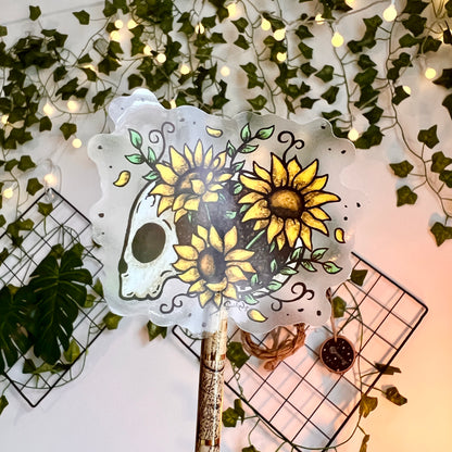 Sunflower Skull Clear Sticker