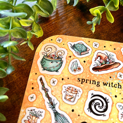 Peach Spring Witch Sticker Sheet