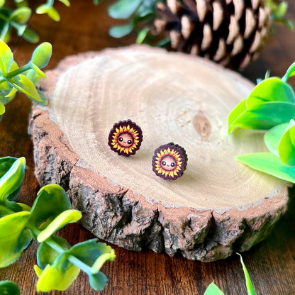 Saffy the Sunflower Wooden Earrings