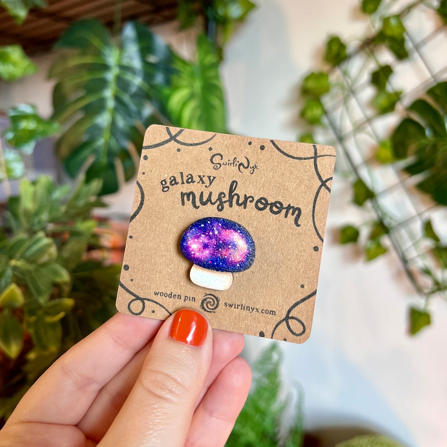 Galaxy Mushroom Wooden Pin