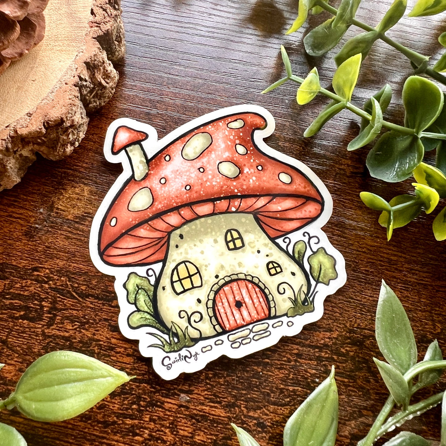 Red Mushroom House Clear Sticker