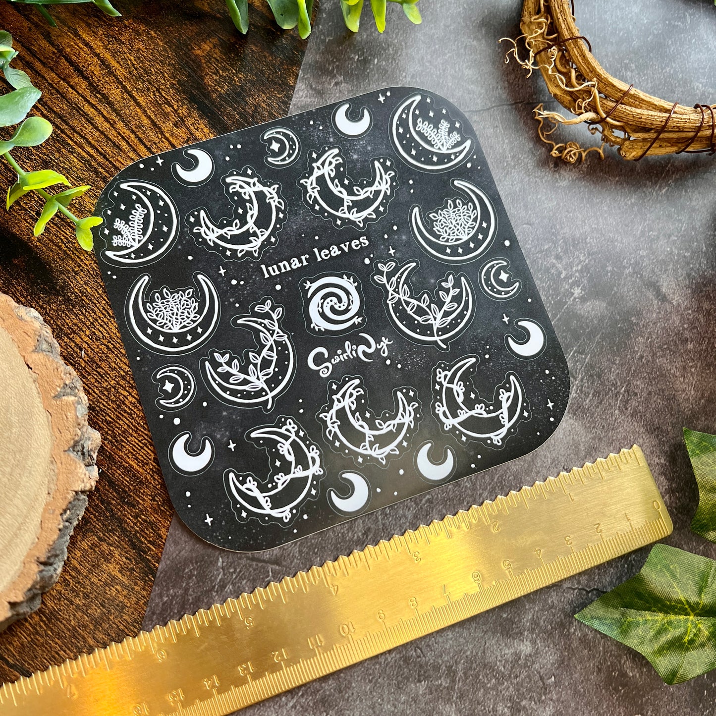 Dark Lunar Leaves Sticker Sheet