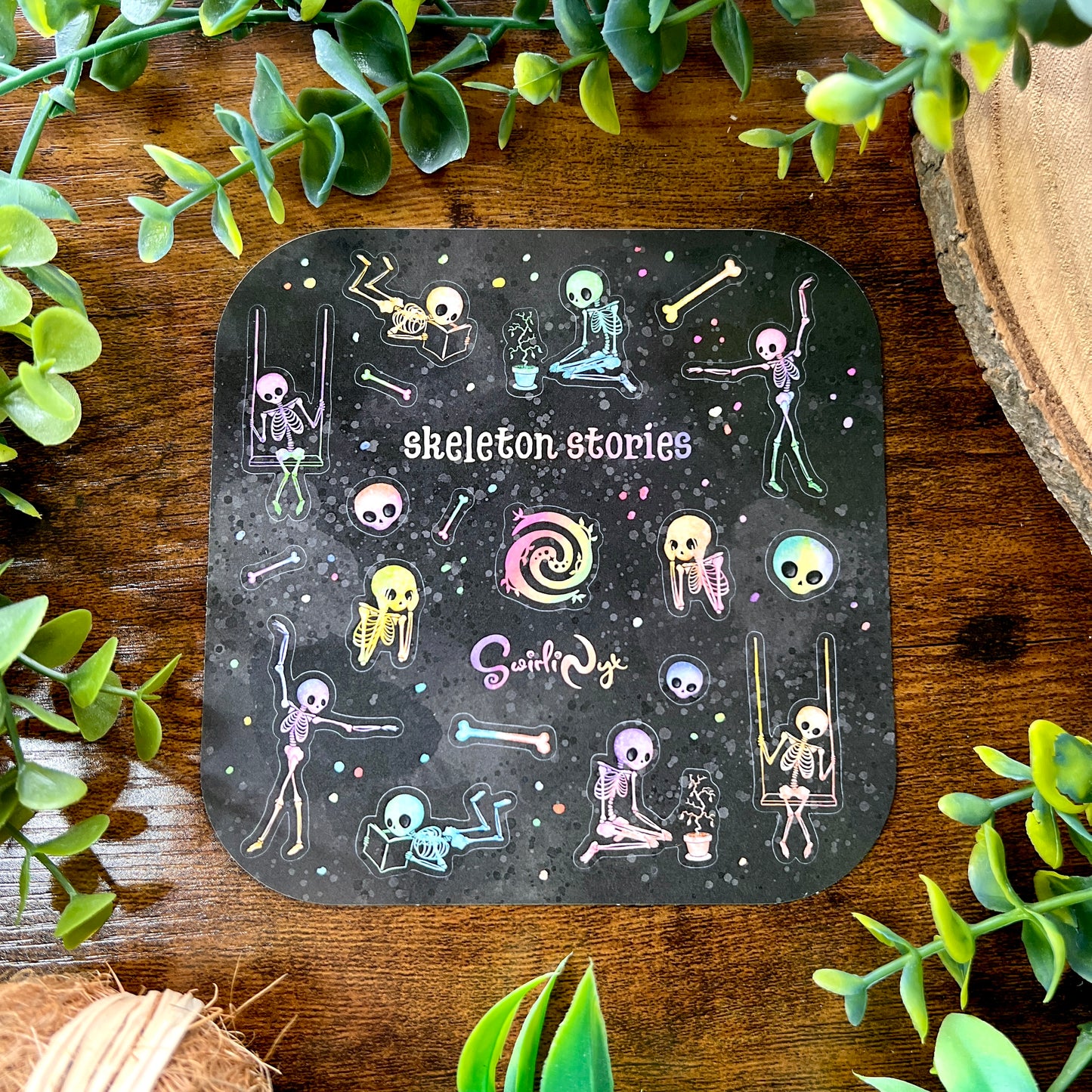 Rainbow Skeleton Stories Sticker Sheet