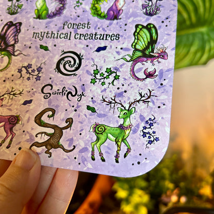 Mythical Forest Creatures Lilac Sticker Sheet