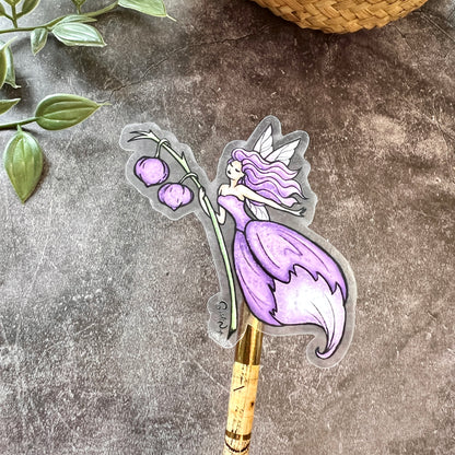 Purple Floral Fairy Clear Sticker